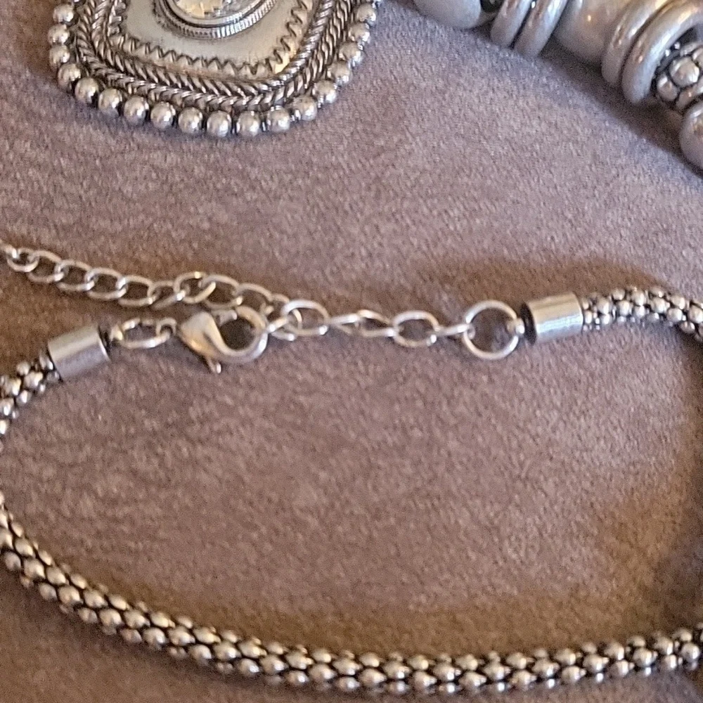 Vtg Chunky Chain Beaded Square Pendant Baddie Unisex Necklace - Picture 6 of 7